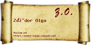 Zádor Olga névjegykártya