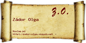 Zádor Olga névjegykártya